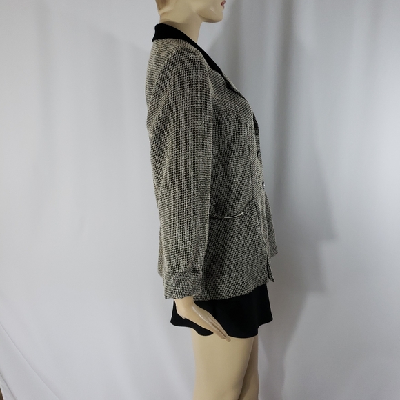 🍀Tweed jacket blazer🍀with velvet black collar - Picture 7 of 8